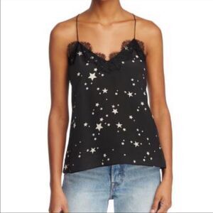 Cami NYC The Racer Lace Trim Star Print Silk Camisole